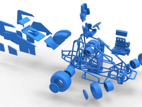Midget car while turning Scale 1 to 25 3D Print Model