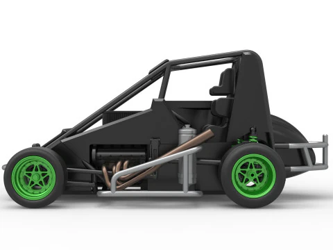 Pavement Midget car Scale 1 to 25 3D Print Model