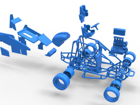 Pavement Midget car Scale 1 to 25 3D Принт Модель
