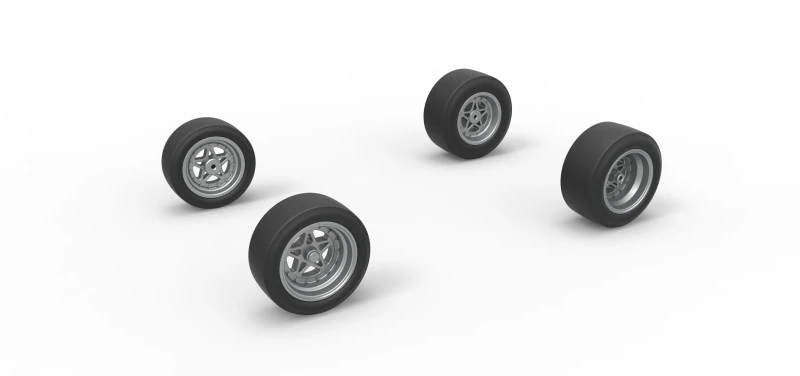 Wheel set of Pavement Midget car Scale 1 to 25 3D Print Model .c4d .max .obj .3ds .fbx .stl .blend 