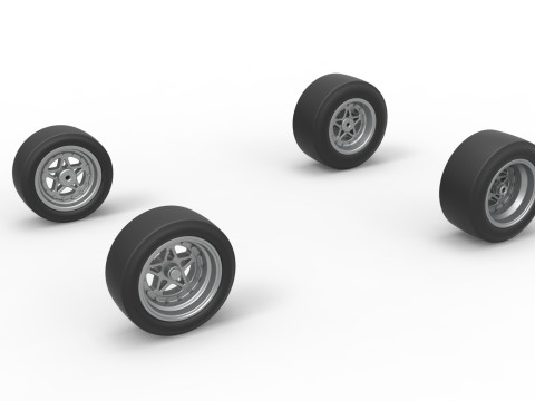 Wheel set of Pavement Midget car Scale 1 to 25 3D Принт Модель