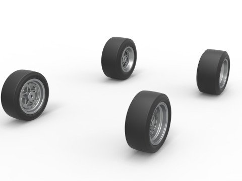 Wheel set of Pavement Midget car Scale 1 to 25 3D Принт Модель