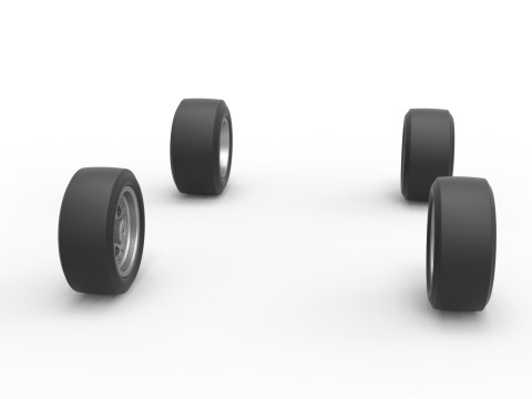 Wheel set of Pavement Midget car Scale 1 to 25 3D Принт Модель