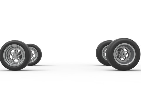 Wheel set of Pavement Midget car Scale 1 to 25 3D Принт Модель