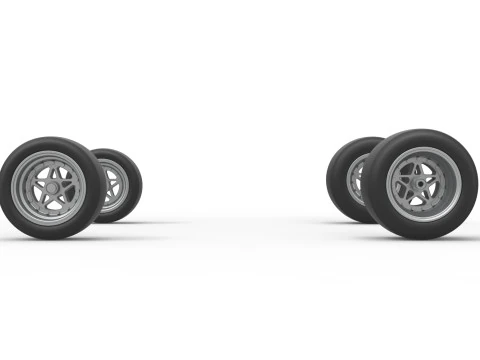 Wheel set of Pavement Midget car Scale 1 to 25 3D Print Model
