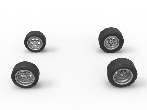 Wheel set of Pavement Midget car Scale 1 to 25 3D Принт Модель