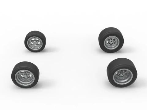 Wheel set of Pavement Midget car Scale 1 to 25 3D Print Model