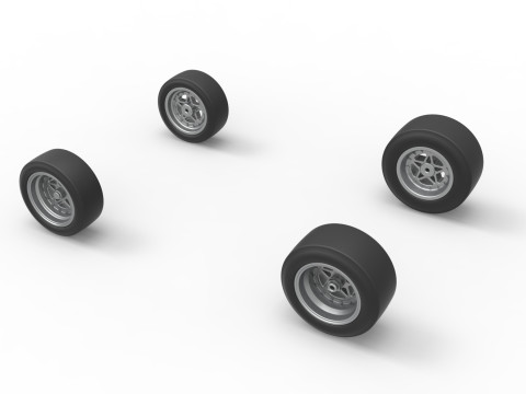 Wheel set of Pavement Midget car Scale 1 to 25 3D Принт Модель