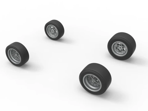 Wheel set of Pavement Midget car Scale 1 to 25 3D Print Model