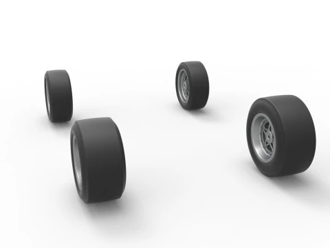Wheel set of Pavement Midget car Scale 1 to 25 3D Print Model