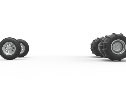 Wheel Set of water pumper Sand buggy Version 1 Scale 1 to 25 3D प्रिंट मॉडल