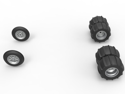 Wheel Set of water pumper Sand buggy Version 1 Scale 1 to 25 3D प्रिंट मॉडल