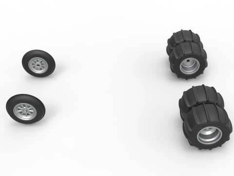 Wheel Set of water pumper Sand buggy Version 1 Scale 1 to 25 3D Print Model