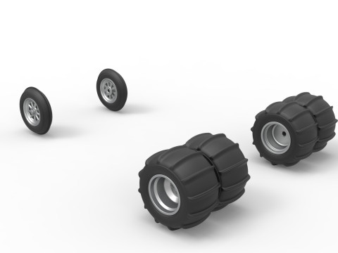 Wheel Set of water pumper Sand buggy Version 1 Scale 1 to 25 3D प्रिंट मॉडल