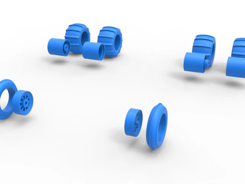 Wheel Set of water pumper Sand buggy Version 1 Scale 1 to 25 3D Print Model