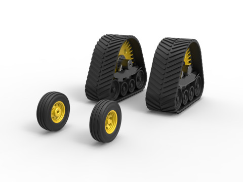 Wheel set of Pro Stock Pulling Tractor Version 2 Scale 1 to 25 3D Print Model