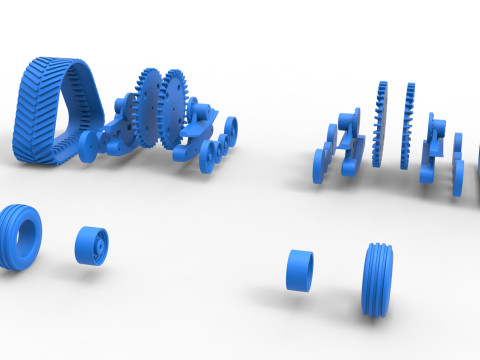 Wheel set of Pro Stock Pulling Tractor Version 2 Scale 1 to 25 3D Print Model