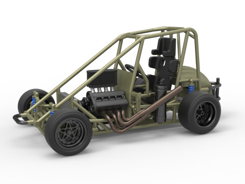 Pavement Midget car Base Scale 1 to 25 3D Print Model