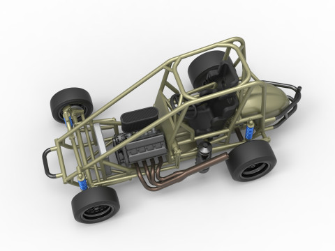 Pavement Midget car Base Scale 1 to 25 Modelo de Impressão 3D