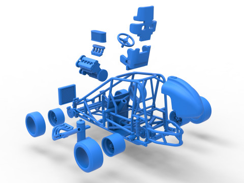 Pavement Midget car Base Scale 1 to 25 Modelo de Impressão 3D