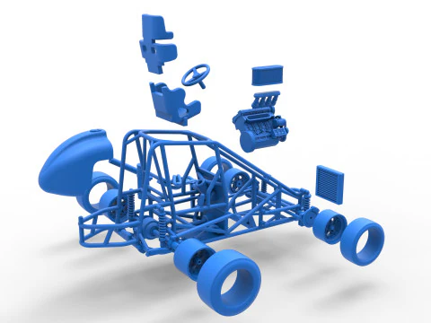 Escala b&aacute;sica do carro Pavement Midget de 1 a 25 Modelo de Impressão 3D