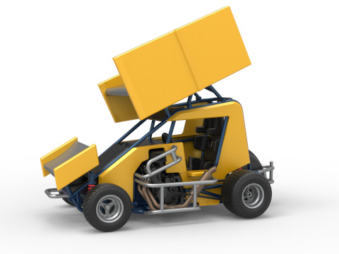 Winged 600 Micro sprint car Scale 1 to 25 3D-Druckmodell