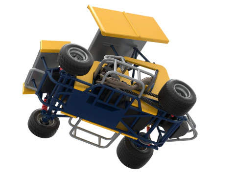 Winged 600 Micro sprint car Scale 1 to 25 3D Print Model