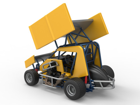 Winged 600 Micro sprint car Scale 1 to 25 Modelo de Impressão 3D