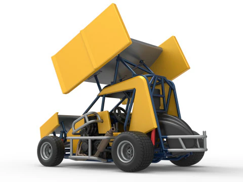 Winged 600 Micro sprint car Scale 1 to 25 3D Print Model