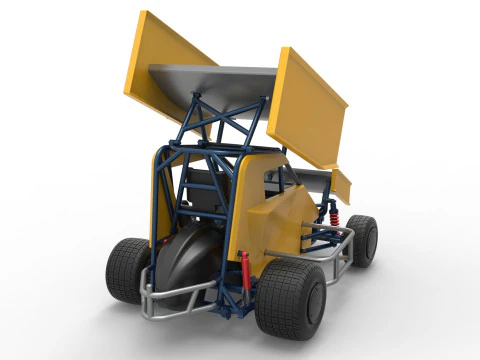 Winged 600 Micro sprint car Scale 1 to 25 3D Print Model