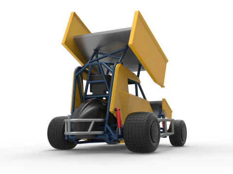 Winged 600 Micro sprint car Scale 1 to 25 3D Print Model