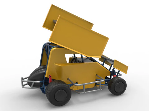 Winged 600 Micro sprint car Scale 1 to 25 3D Print Model