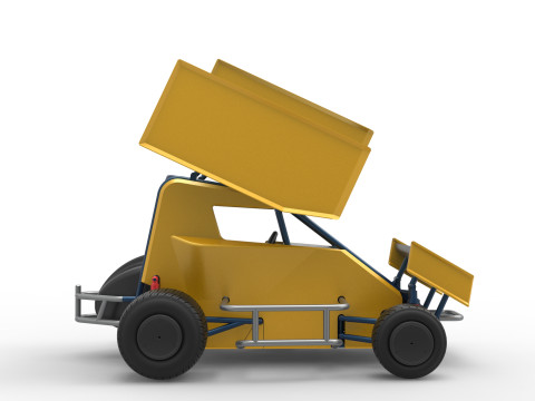 Winged 600 Micro sprint car Scale 1 to 25 Modelo de Impressão 3D