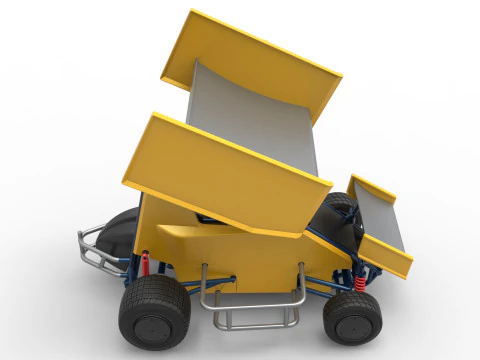 Winged 600 Micro sprint car Scale 1 to 25 3D Print Model