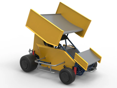 Winged 600 Micro sprint car Scale 1 to 25 3D Print Model