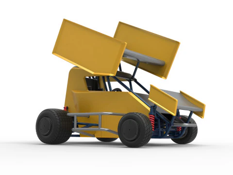 Winged 600 Micro sprint car Scale 1 to 25 3D Print Model