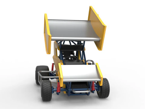 Winged 600 Micro sprint car Scale 1 to 25 3D Print Model