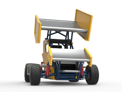 Winged 600 Micro sprint car Scale 1 to 25 3D Print Model
