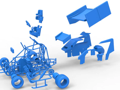 Winged 600 Micro sprint car Scale 1 to 25 3D Print Model