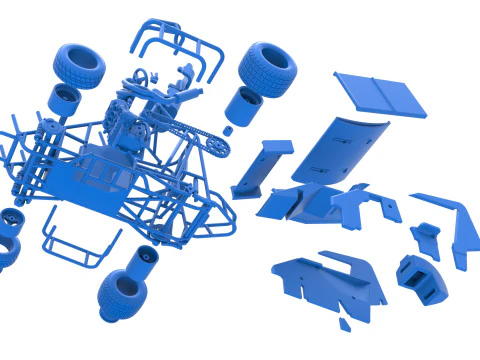 Winged 600 Micro sprint car Scale 1 to 25 3D Print Model