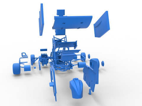 Winged 600 Micro sprint car Scale 1 to 25 Modelo de Impressão 3D
