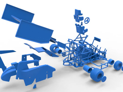 Winged 600 Micro sprint car Scale 1 to 25 3D Print Model