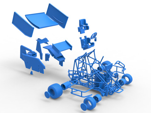 Winged 600 Micro sprint car Scale 1 to 25 Modelo de Impressão 3D