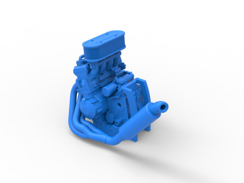Engine of 600 Micro sprint car Scale 1 to 25 3D Принт Модель