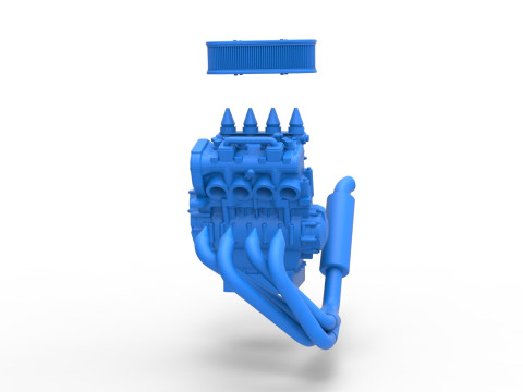 Engine of 600 Micro sprint car Scale 1 to 25 3D Принт Модель