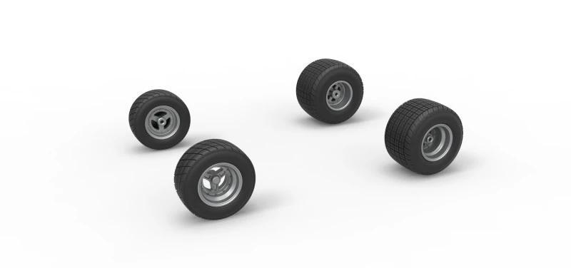 Wheel set of 600 Micro sprint car Scale 1 to 25 3D Print Model .c4d .max .obj .3ds .fbx .stl .blend 