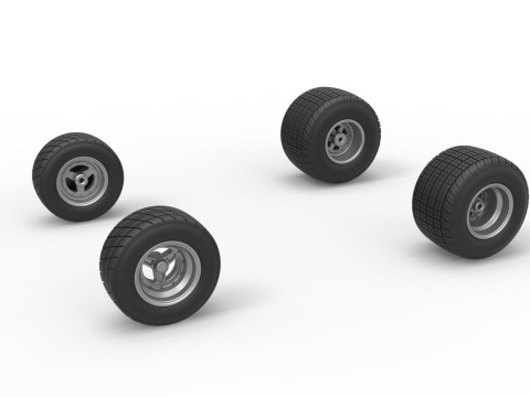 Wheel set of 600 Micro sprint car Scale 1 to 25 Modelo de impresión 3D
