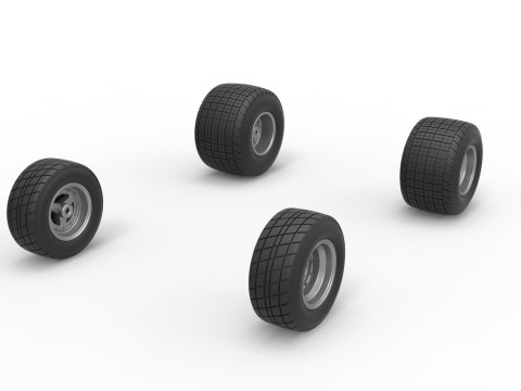 Wheel set of 600 Micro sprint car Scale 1 to 25 3D Принт Модель