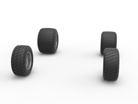 Wheel set of 600 Micro sprint car Scale 1 to 25 3D Принт Модель