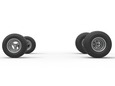 Wheel set of 600 Micro sprint car Scale 1 to 25 3D Принт Модель